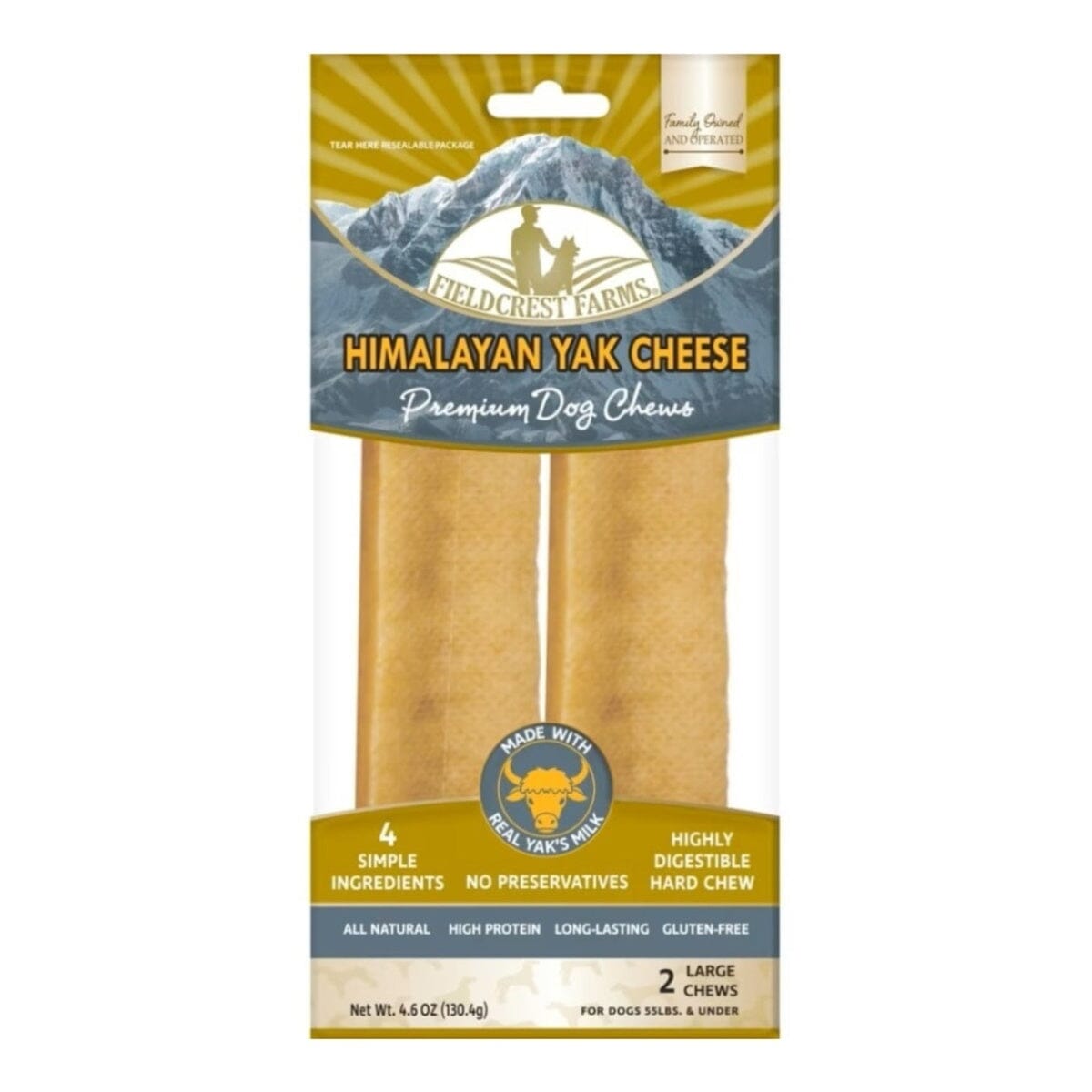 Fieldcrest Farms Himalayan Yak Cheese Soft and Chewy Dog Treat Large - 2 Pack