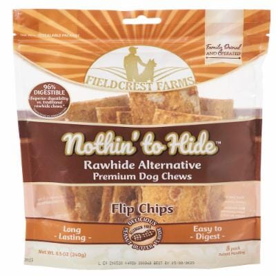 Fieldcrest Farms Nothin' To Hide Rawhide Alternative Flip Chips Natural Dog Chews - Peanut Butter - 8 Pack
