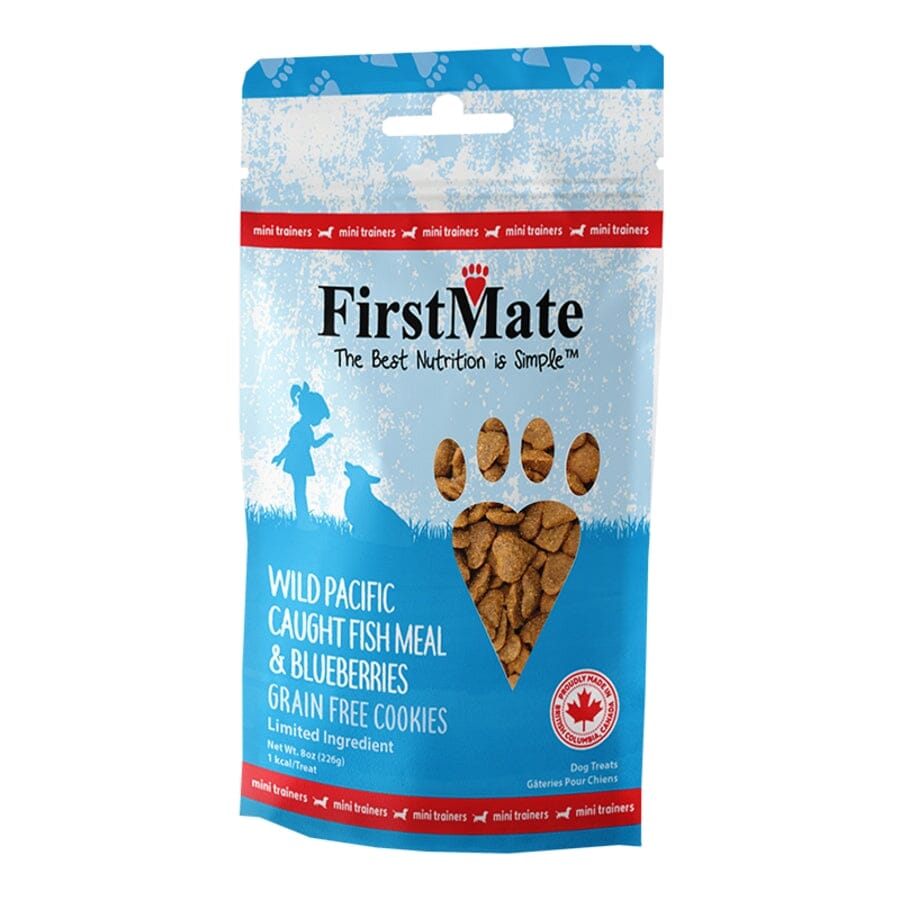 FirstMate Grain-Free Limited Ingredient Mini Fish and Blueberry Flavored Dog Treats - 8 Oz
