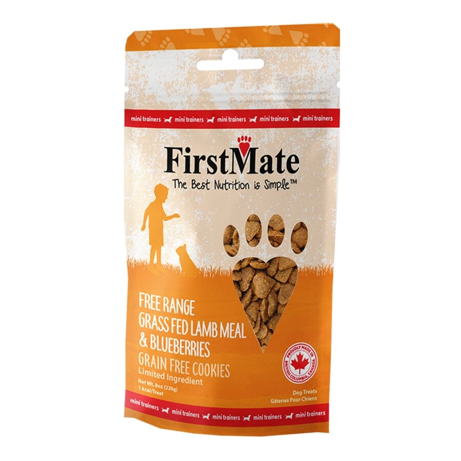 FirstMate Grain-Free Limited Ingredient Mini Lamb and Blueberry Flavored Dog Treats - 8 Oz