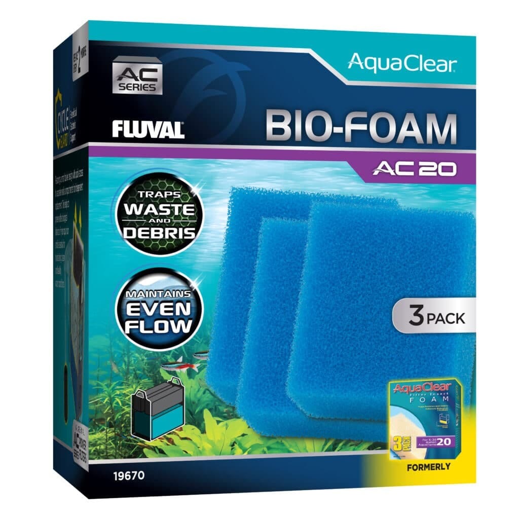Fluval AquaClear Bio-Foam for AC20 Aquarium Power Filter - Blue 3 Pack
