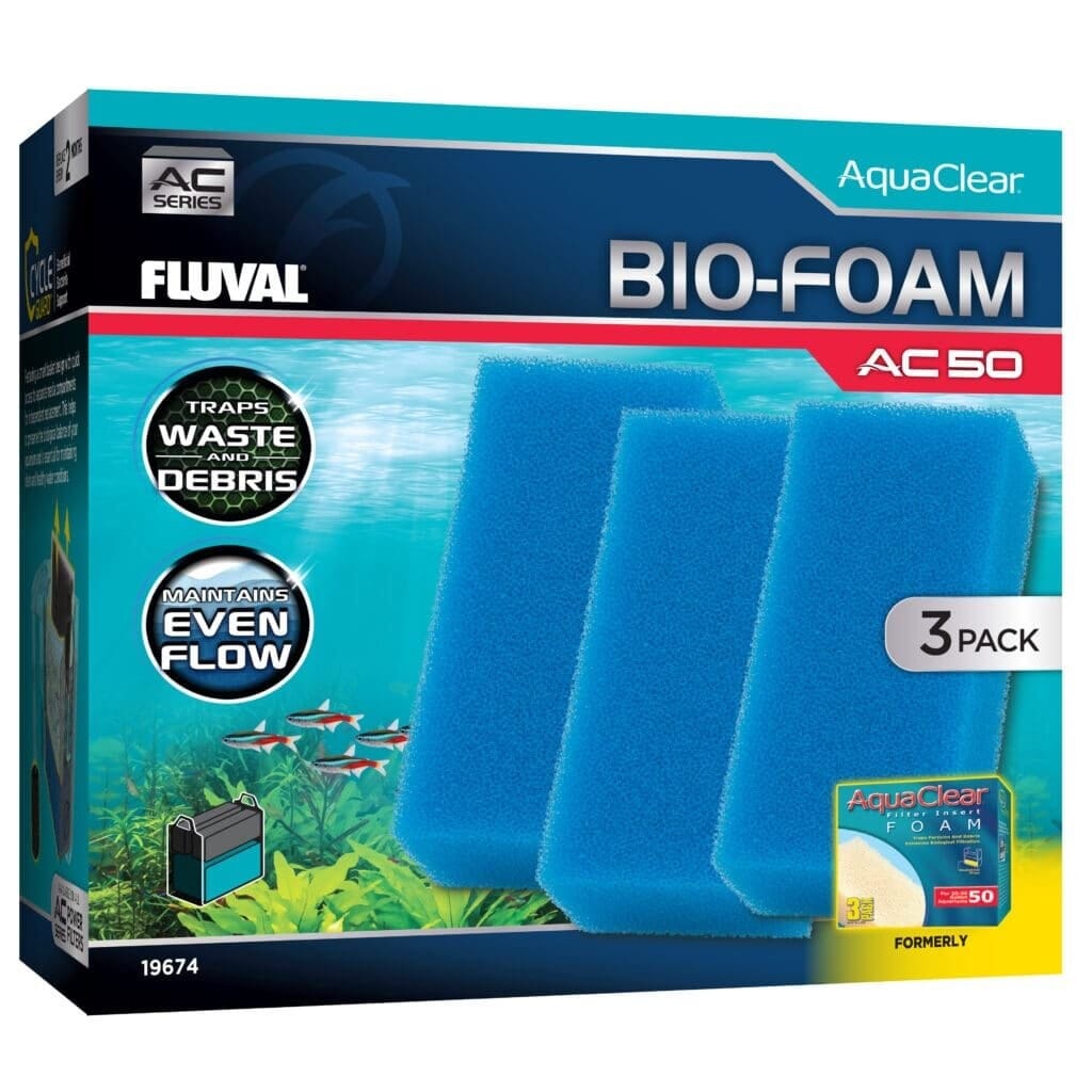 Fluval AquaClear Bio-Foam for AC50 Aquarium Power Filter - Blue 3 Pack