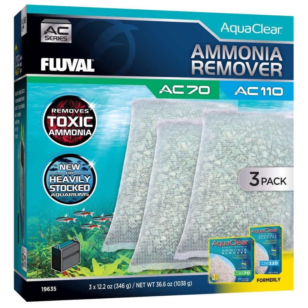 Fluval AquaClear Freshwater Ammonia Remover Insert for AC70/AC110 Aquarium Power Filter - 12.2 Oz 3 Pack