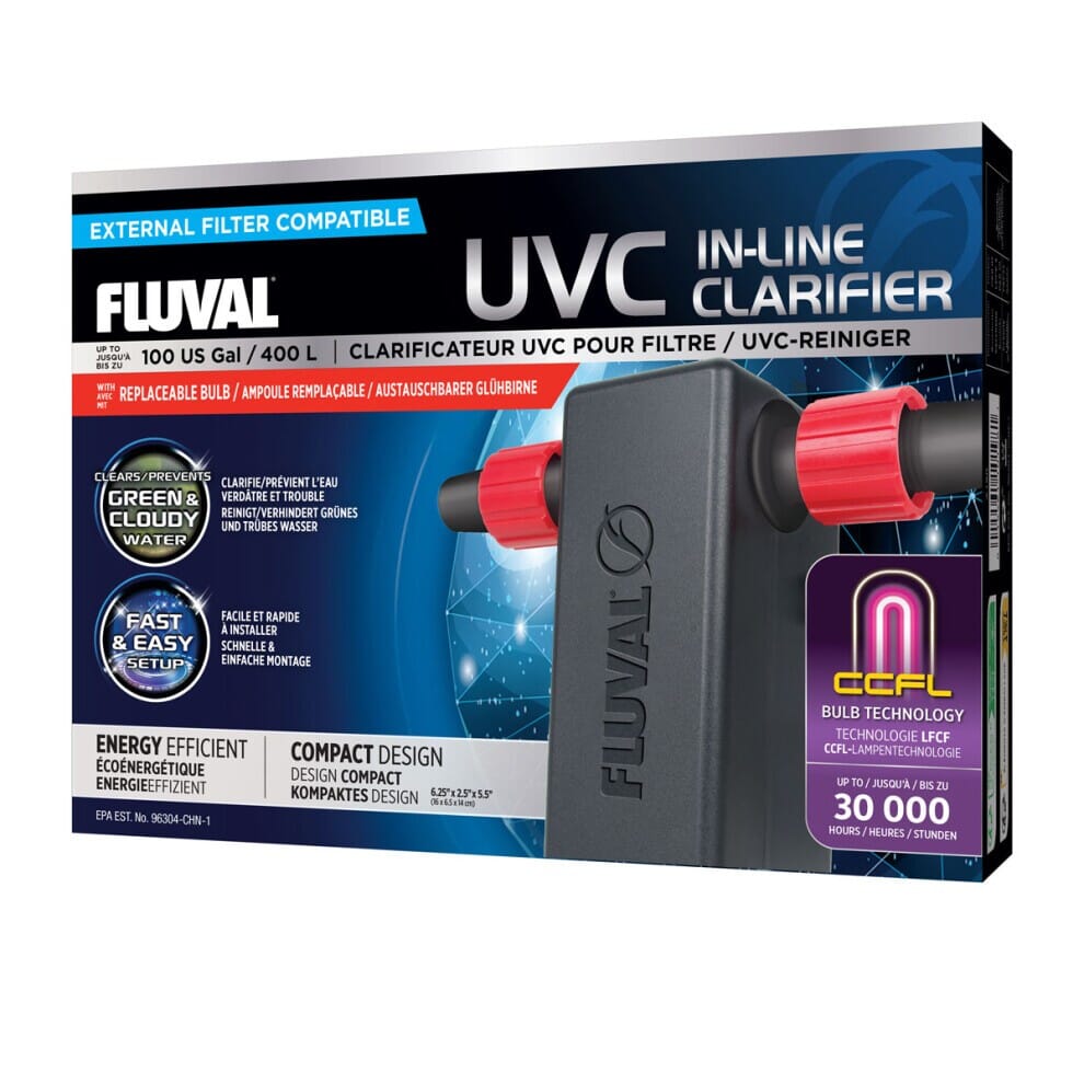 Fluval In-Line Aquarium UVC Greenwater Water Clarifier - 3 Watt - Up to 100 Gallons Default Title
