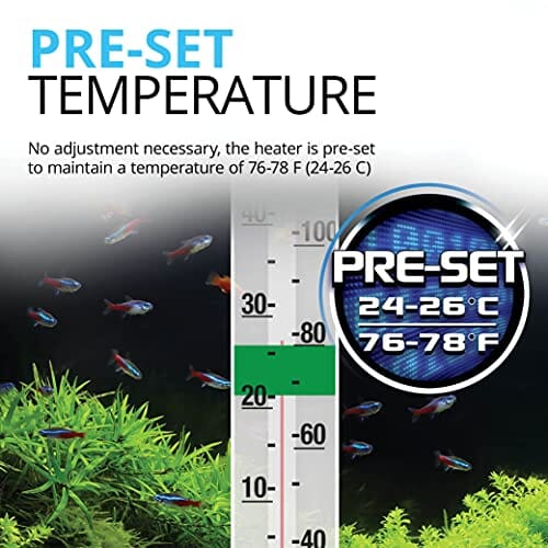 Fluval P-Series P50 Pre-Set Submersible Aquarium Heater - 50 Watt - Up to 15 Gallons