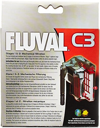 Fluval Poly Foam Pad Replacement Filter Media for C3 Aquarium Power Filter - 3 Pack