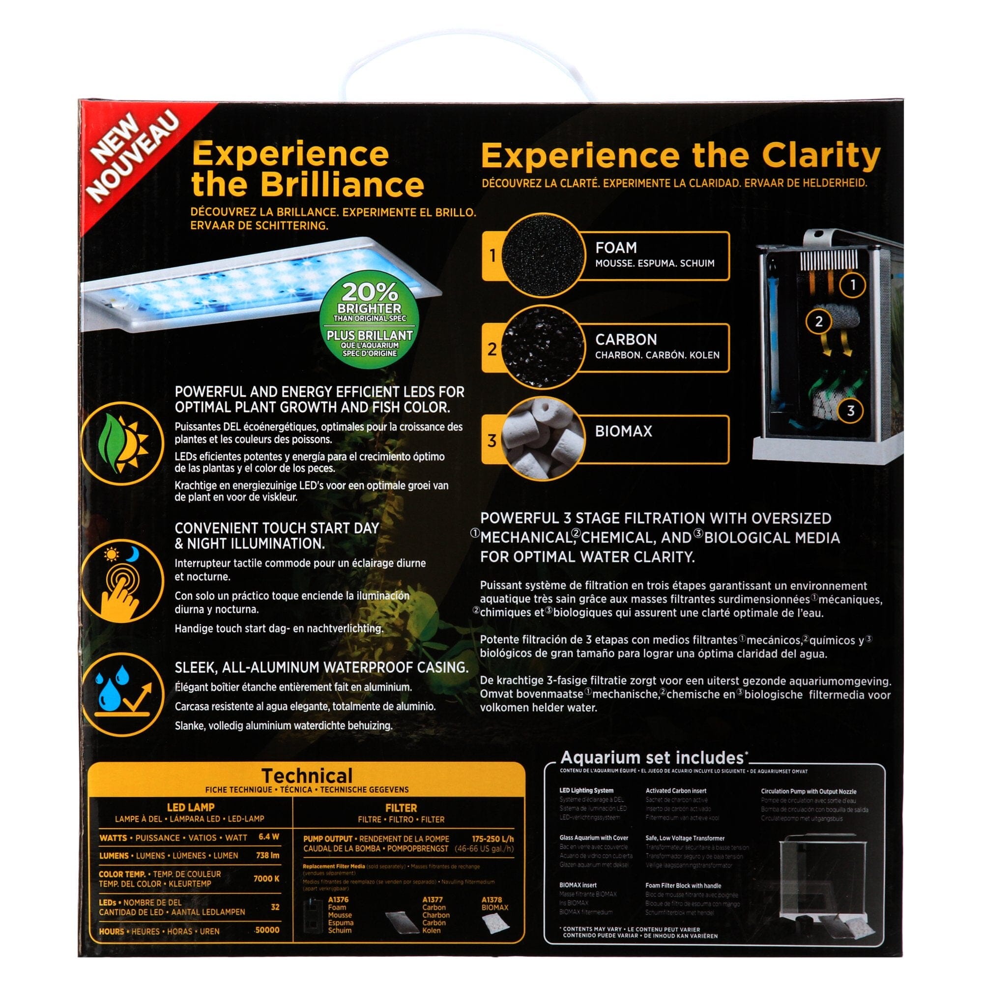 Fluval SPEC III Aquarium Kit with LED Lighting and 3-Stage Filtration System - 2.6 Gallons - White