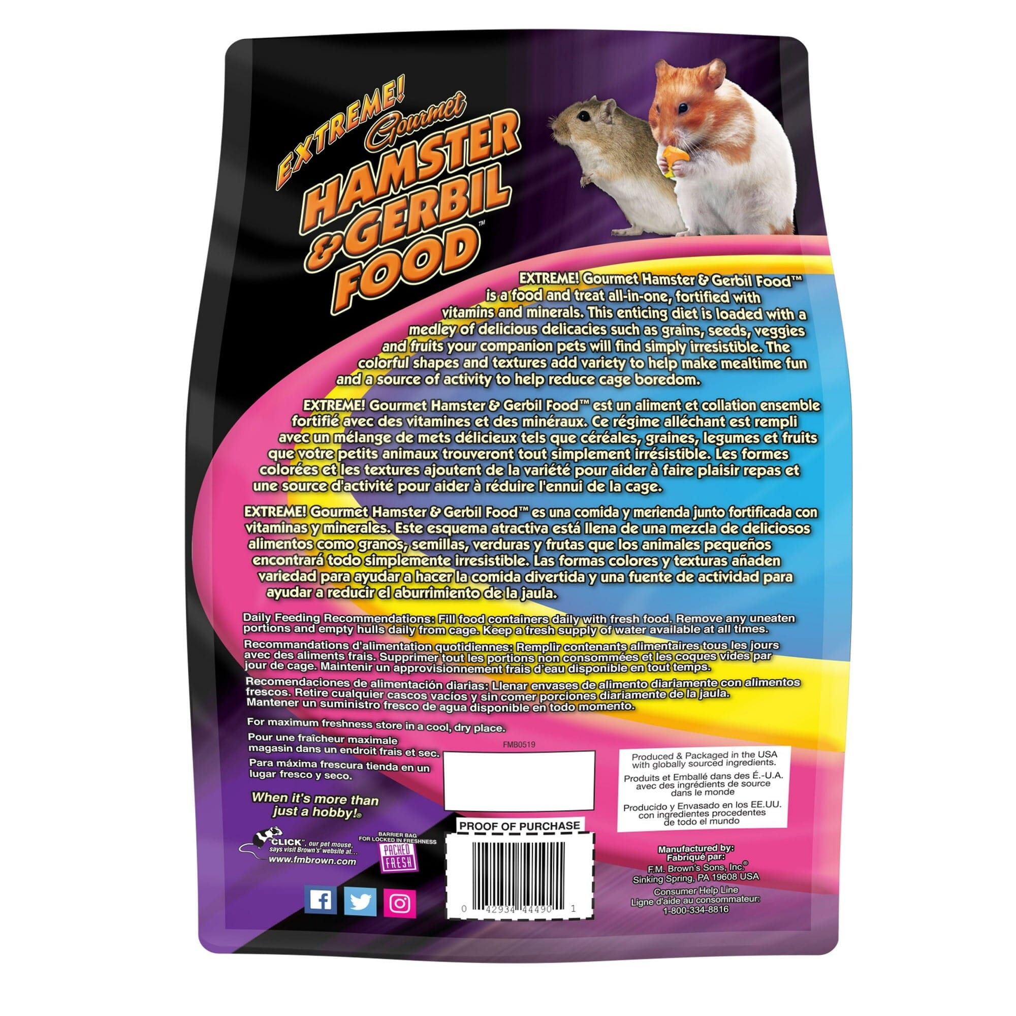 F.M. Brown's Extreme Gourmet Hampster and Gerbil Small Animal Food - 3 Lbs