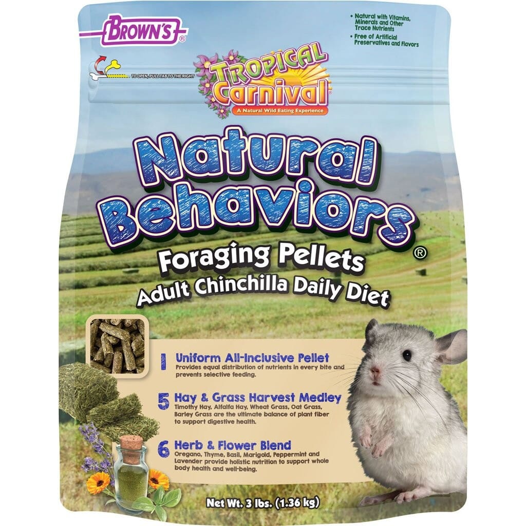 F.M Brown's Tropical Carnival Natural Behaviors Foraging Pellets Adult Chinchilla Small Animal Food - 3 Lbs Default Title