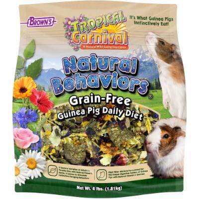 F.M Brown's Tropical Carnival Natural Behaviors Grain-Free Timothy Hay and Flowers Guinea Pig Small Animal Food - 4 Lbs Default Title