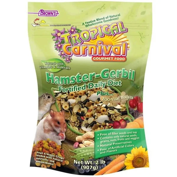 F.M. Brown's Tropical Carnival Natural Hamster-Gerbil Gourmet Small Animal Food - 2 lb Bag