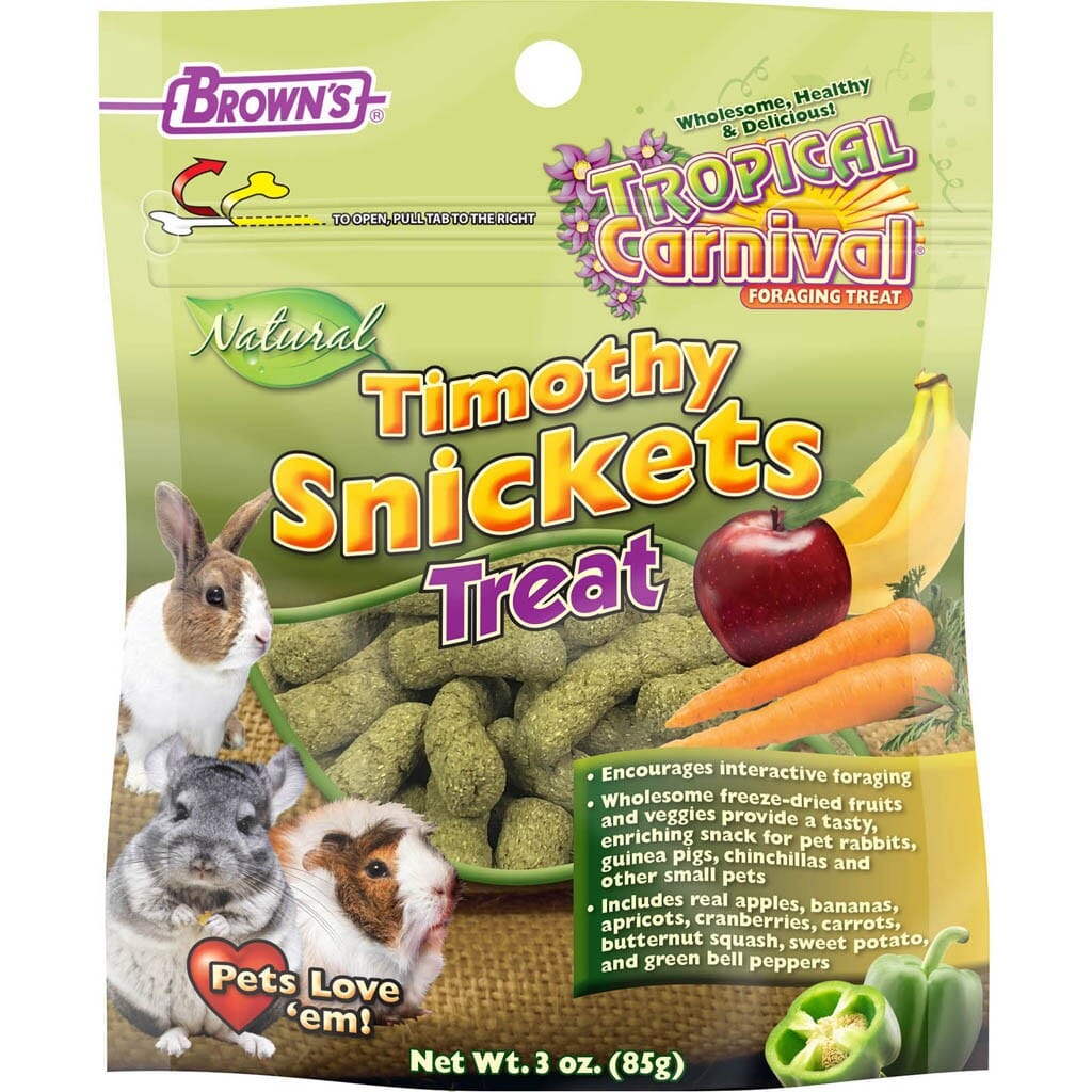 F.M Brown's Tropical Carnival Natural Timothy Snickets with Fruits and Vegetables Small Animal Treats - 3 Oz Default Title
