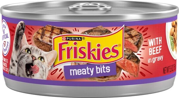 Friskies Meaty Bits With Beef In Gravy Canned Cat Food  