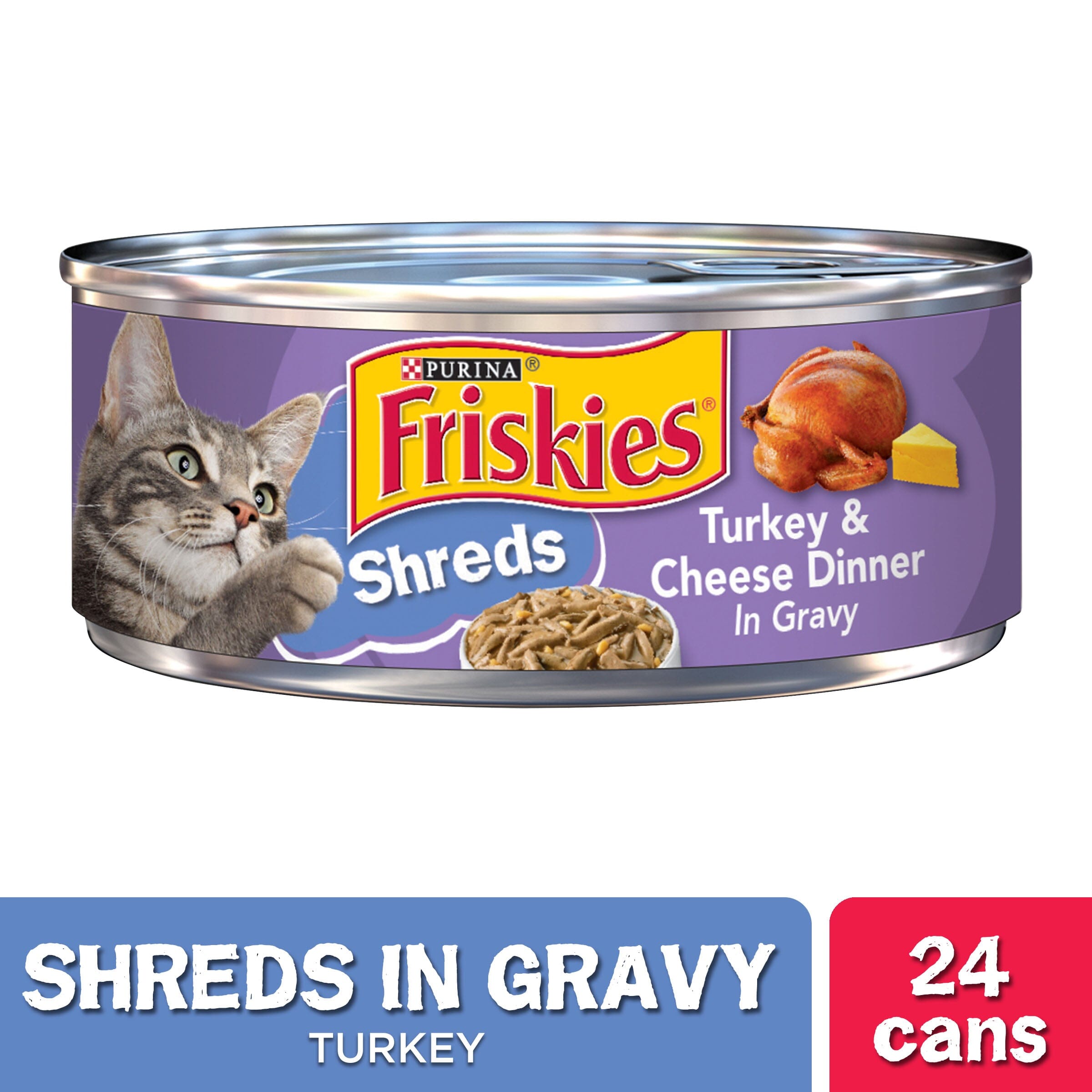 Friskies Savory Shreds Turkey And Cheese Dinner In Gravy Canned Cat Food  