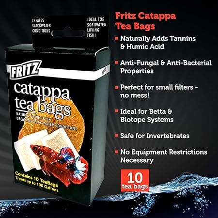 Fritz Aquatics Cattapa Leaf Tea Bags Natural Health for Freshwater and Saltwater Conditions - 10 Count