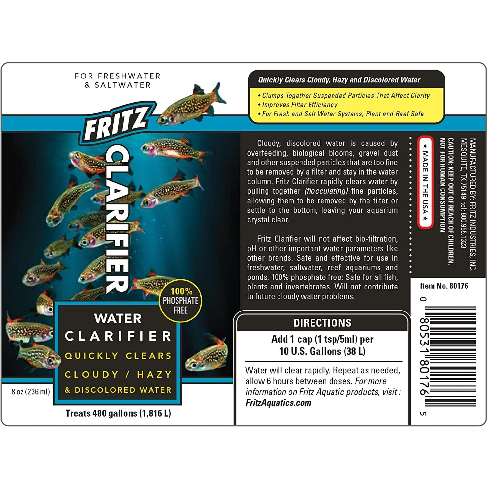Fritz Aquatics Freshwater and Saltwater Aquarium Water Clafier - 8 Oz