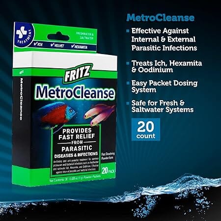 Fritz Aquatics MetroCleanse Freshwater and Saltwater Disease and Infection Packets Fish Medication