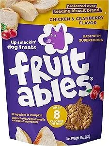 Fruitables Baked Chicken Cranberry and Pumpkin Soft and Chewy Dog Treats 12 Ounce