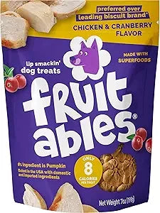 Fruitables Baked Chicken Cranberry and Pumpkin Soft and Chewy Dog Treats 7 Ounce