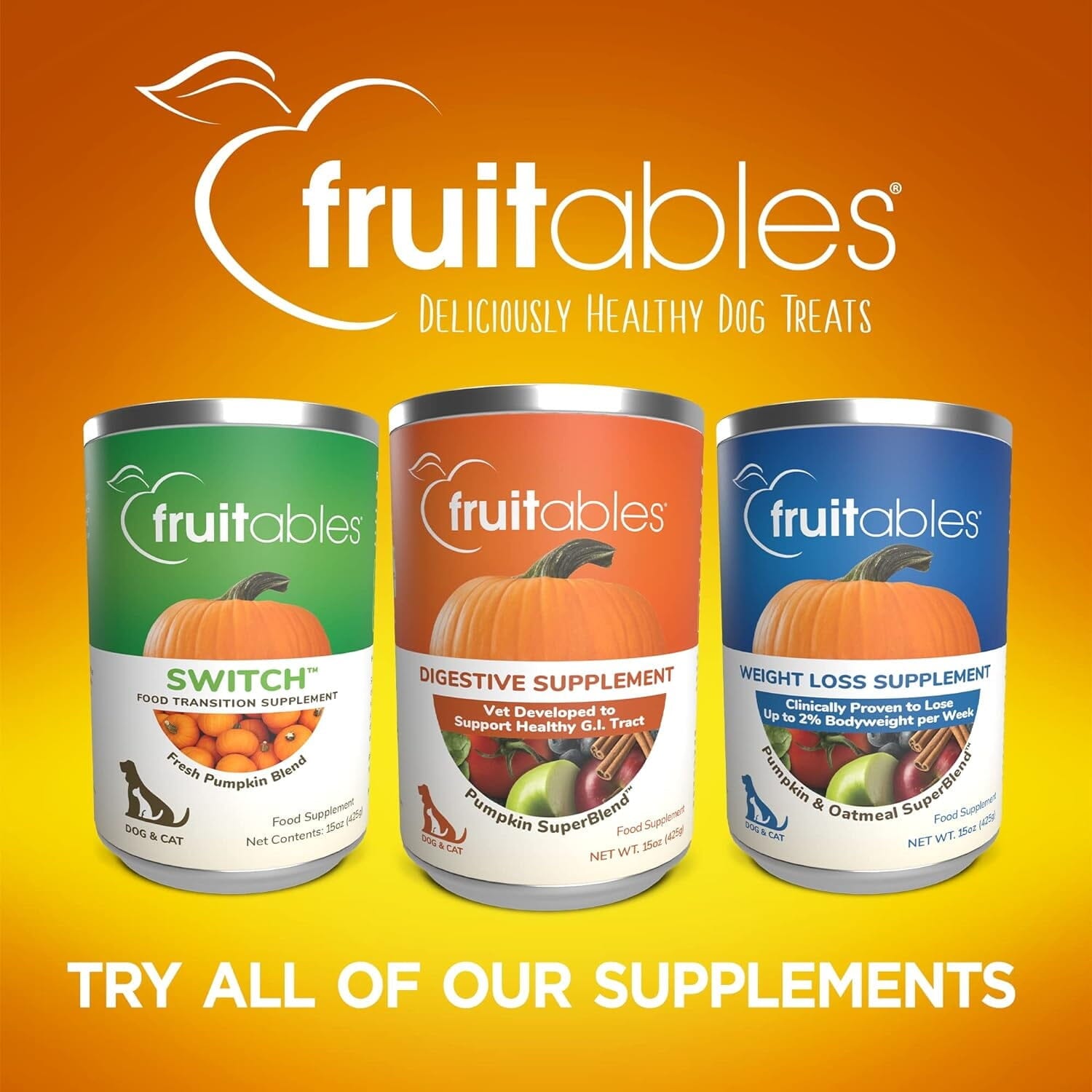 Fruitables Digestive SuperBlend Pumpkin Canned Cat and Dog Food Supplement - 15 Oz