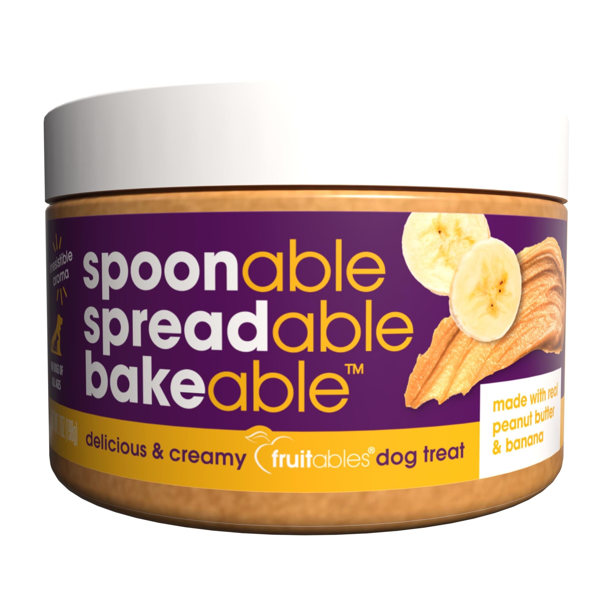 Fruitables Spreadable 100% Natural Human-Grade Peanut Butter and Banana Creamy Dog Treats - 7 Oz - Case of 6 Default Title
