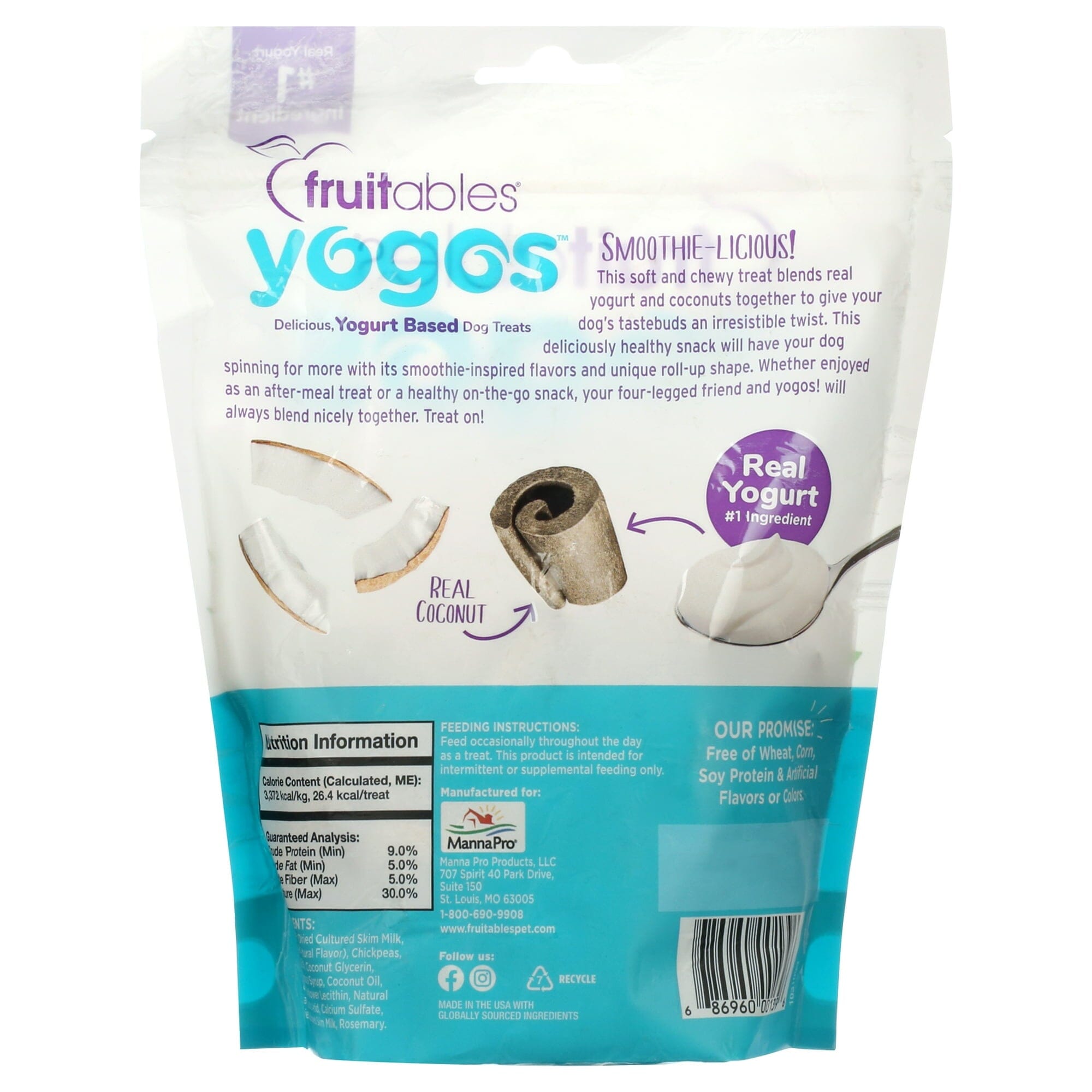 Fruitables Yogo's Roll-Up Yogurt and Coconut Soft and Chewy Dog Treats - 12 Oz