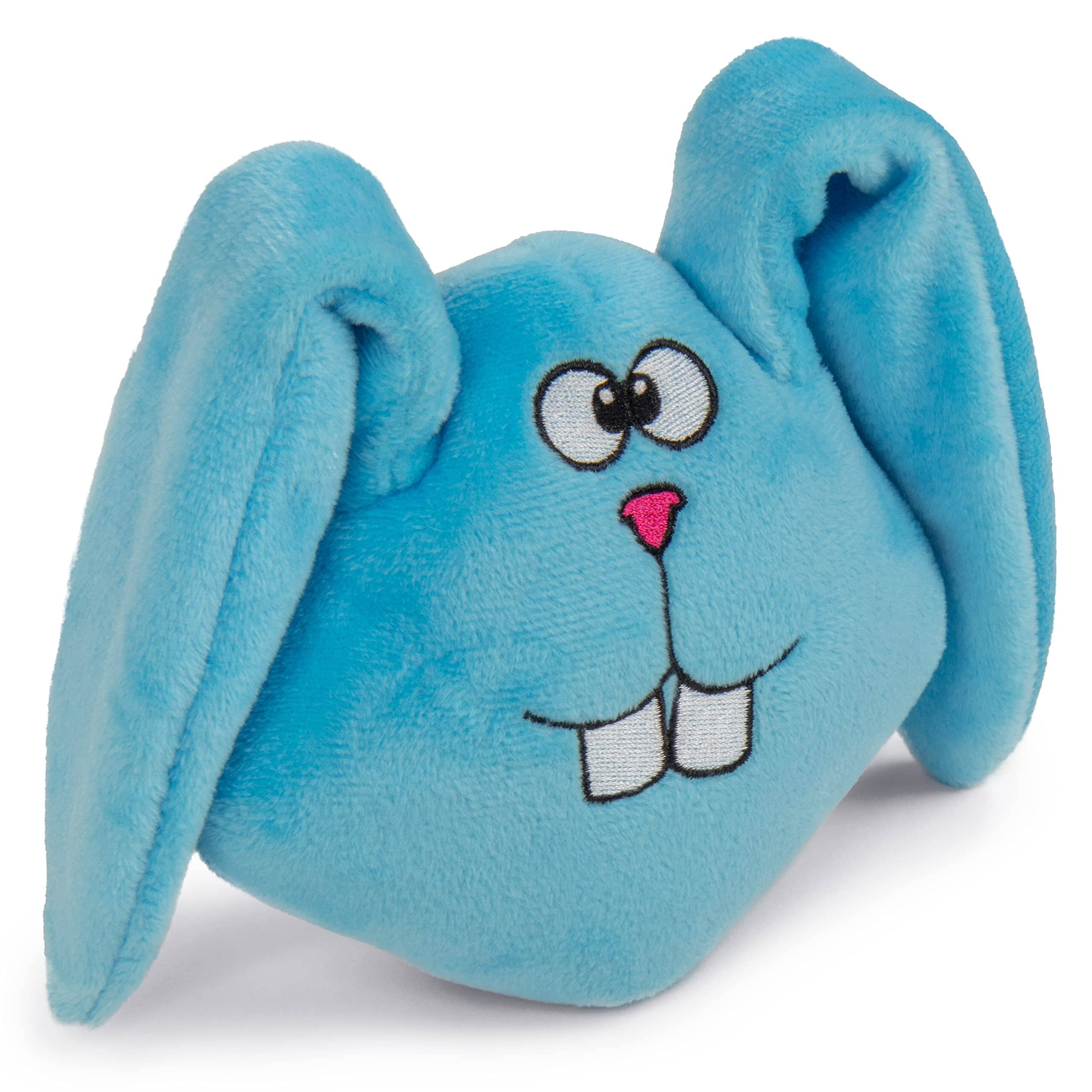 GoDog Action Battery-Free Reacting Squeaky Bunny Plush Dog Toy - Blue  