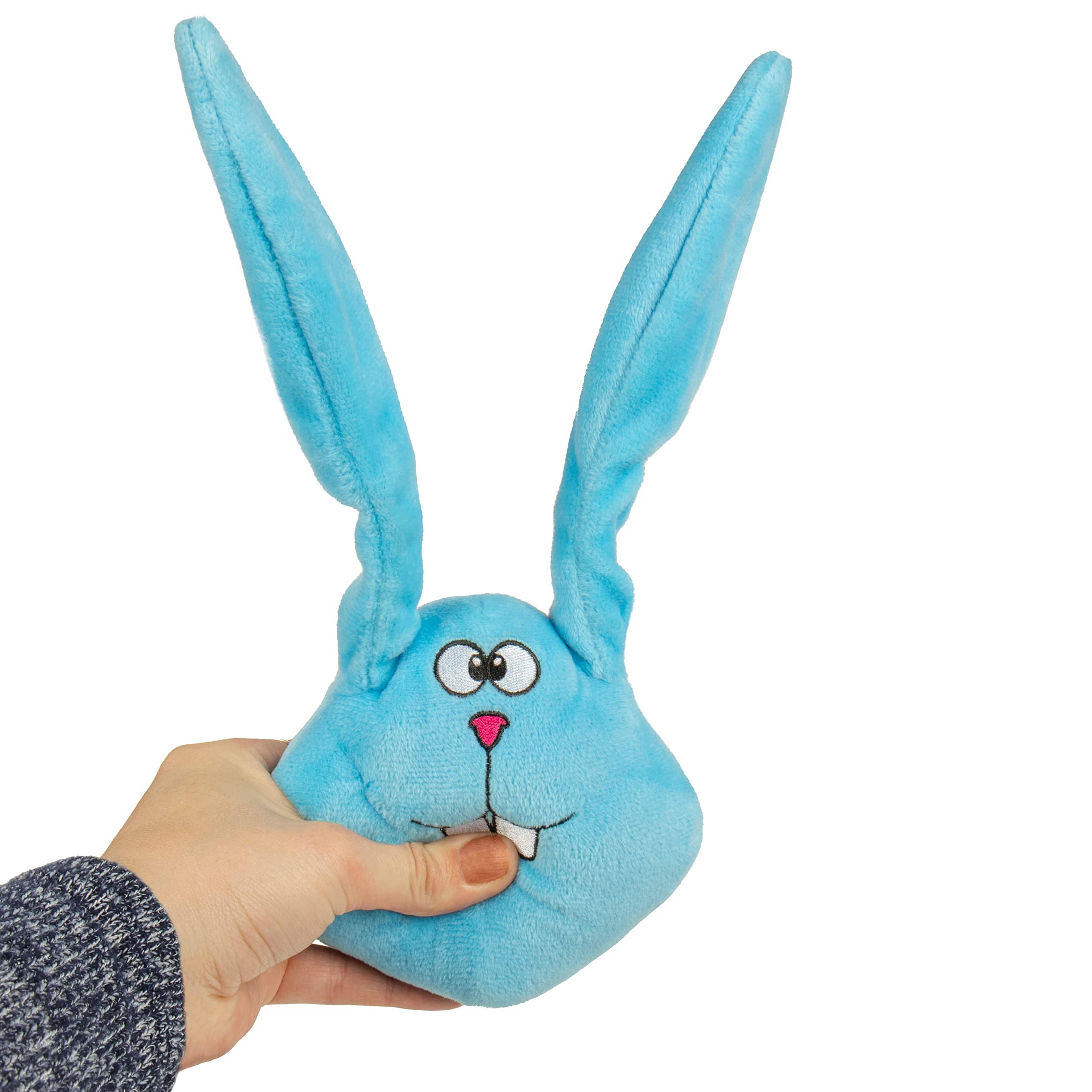 GoDog Action Battery-Free Reacting Squeaky Bunny Plush Dog Toy - Blue  