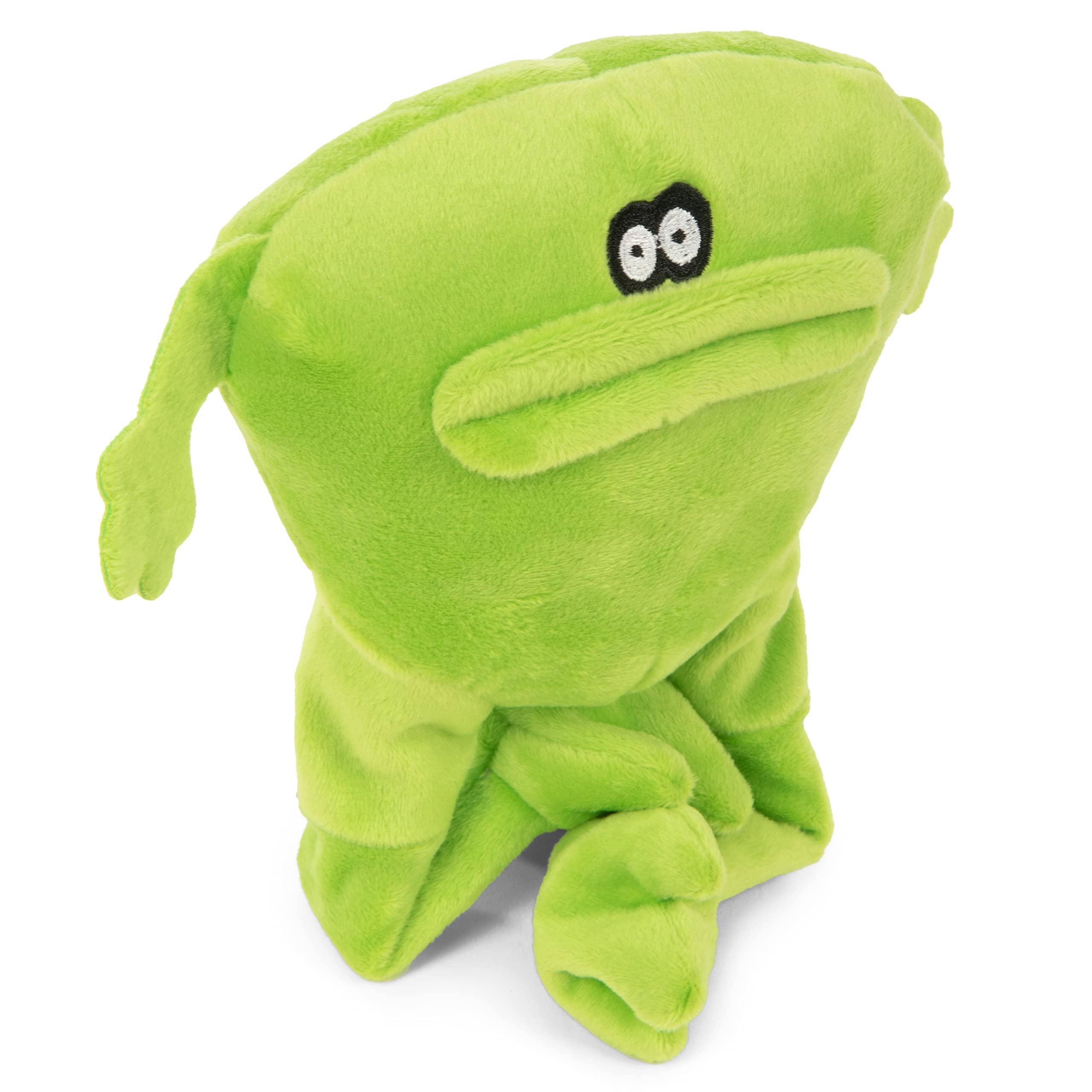 GoDog Action Battery-Free Reacting Squeaky Frog Plush Dog Toy - Green  