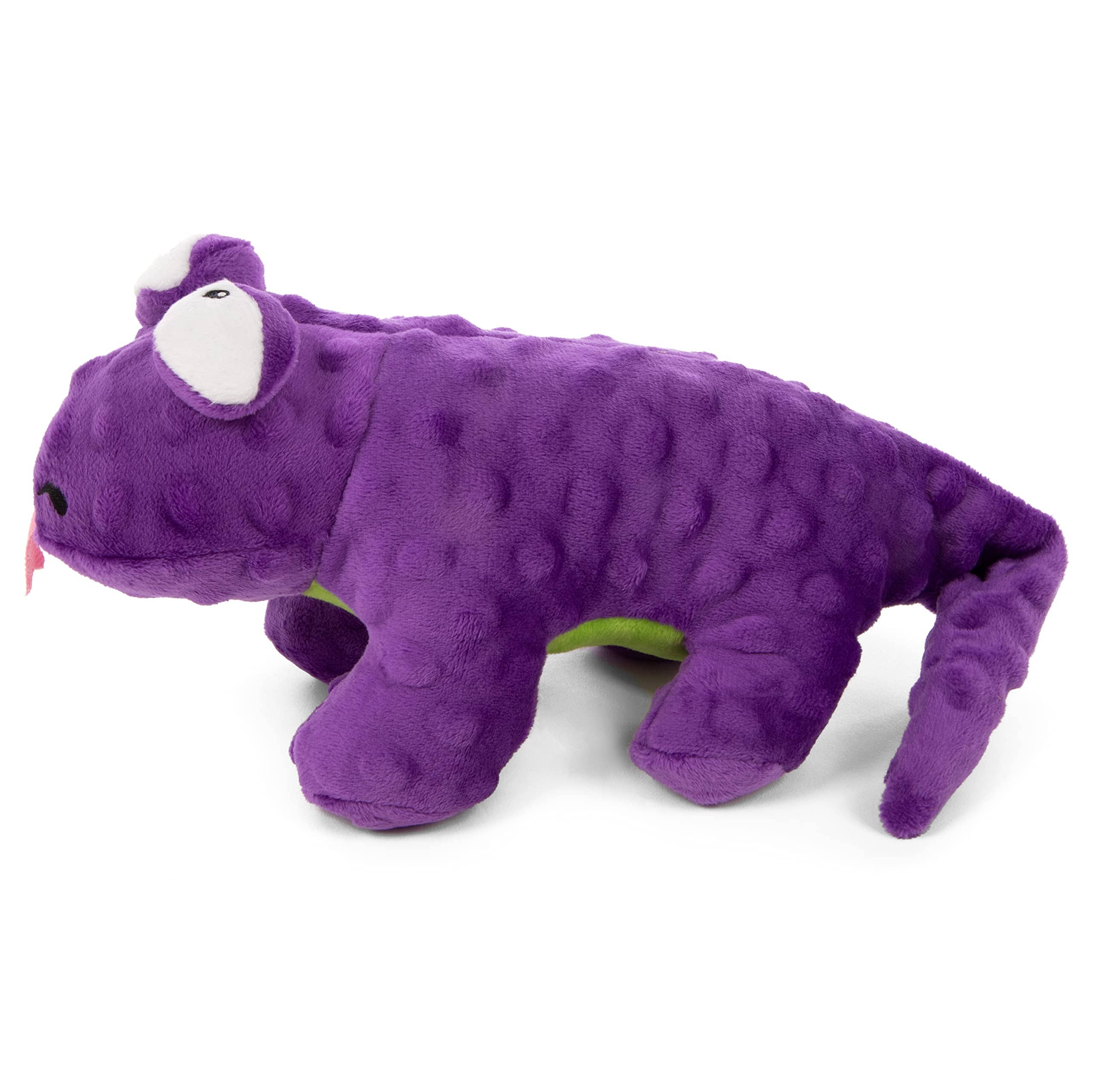 GoDog Action Battery-Free Reacting Squeaky Lizard Plush Dog Toy - Purple  