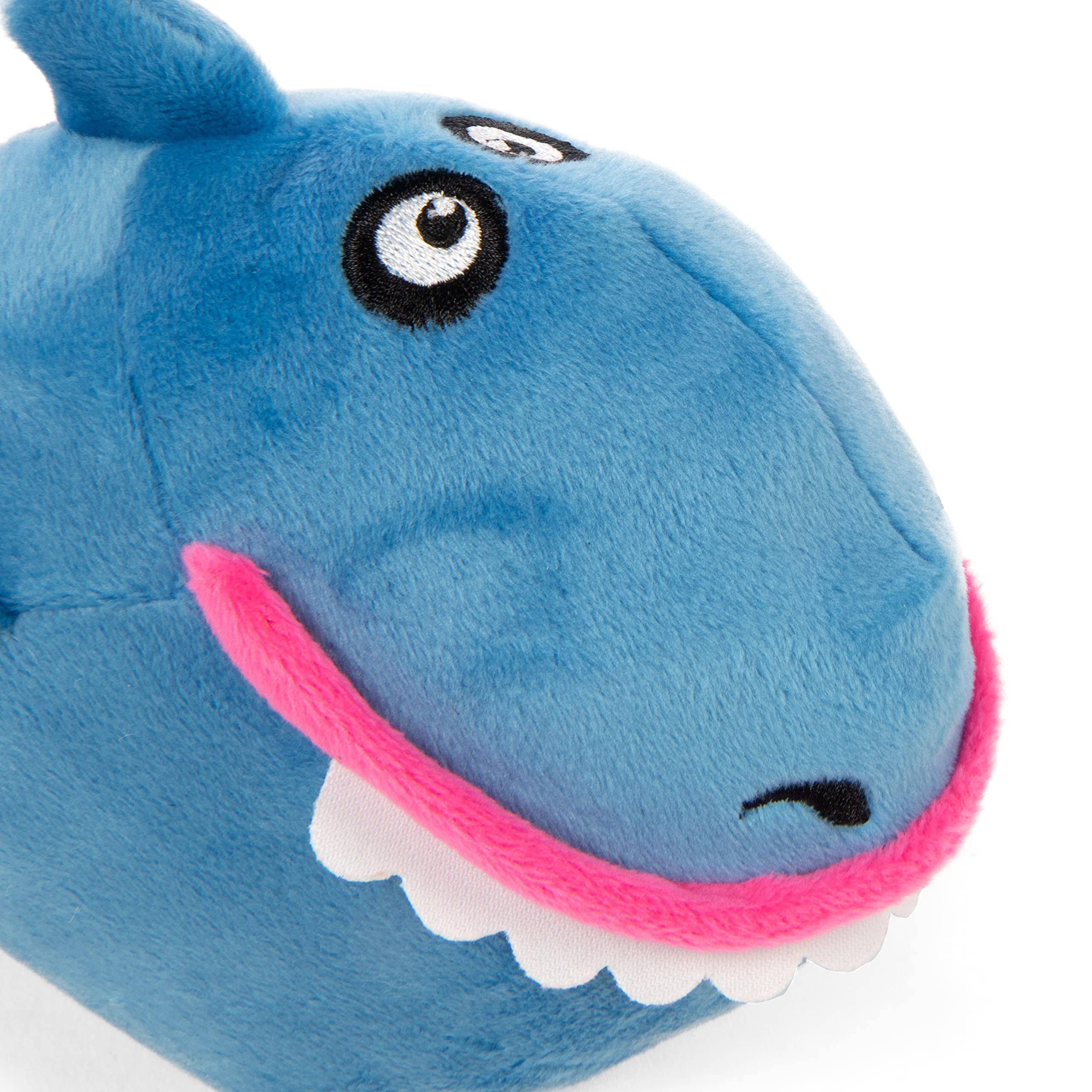 GoDog Action Battery-Free Reacting Squeaky Shark Plush Dog Toy - Blue  