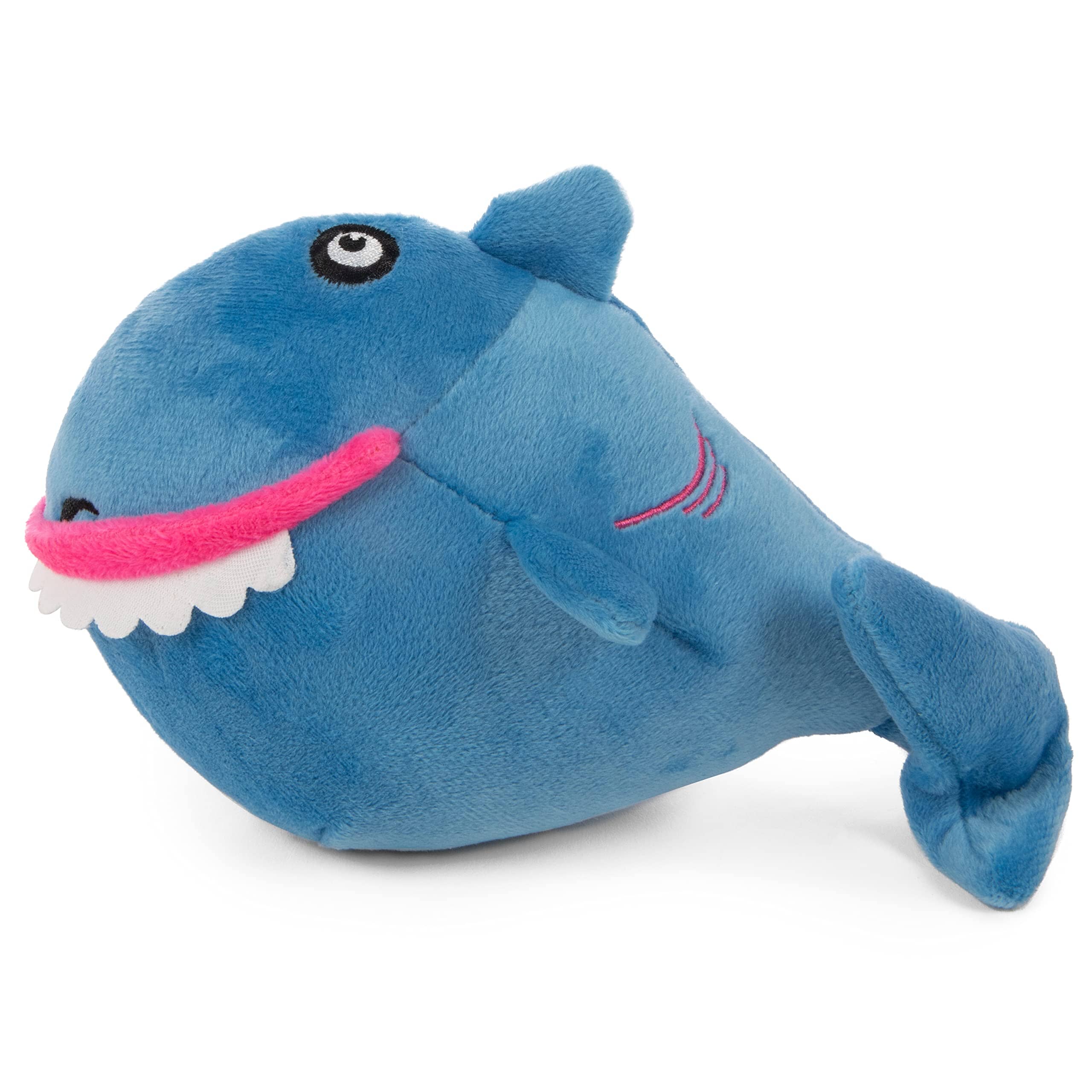 GoDog Action Battery-Free Reacting Squeaky Shark Plush Dog Toy - Blue  