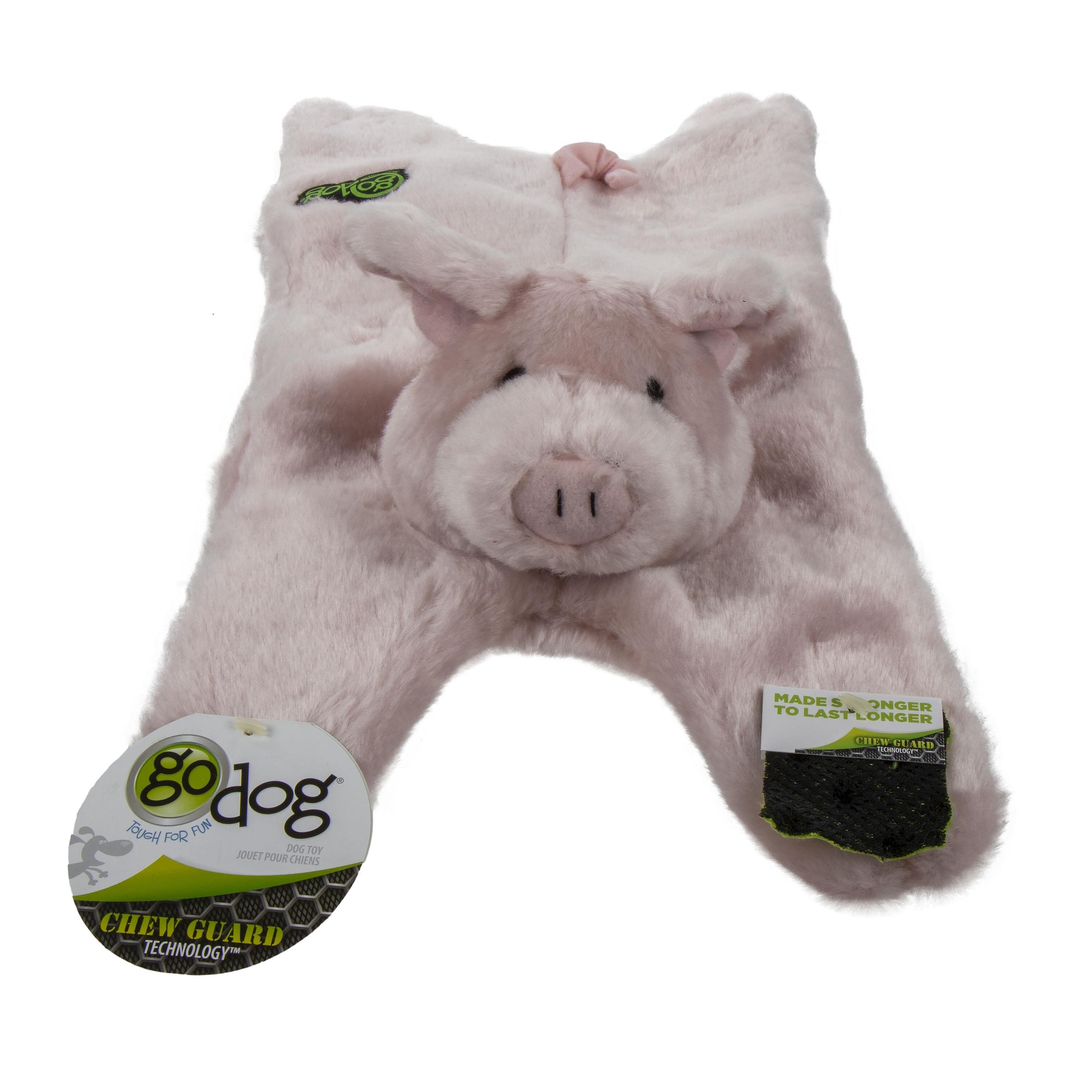 GoDog Barnyard Buddies Pig Squeak and Plush Dog Toy - Pink - Large  