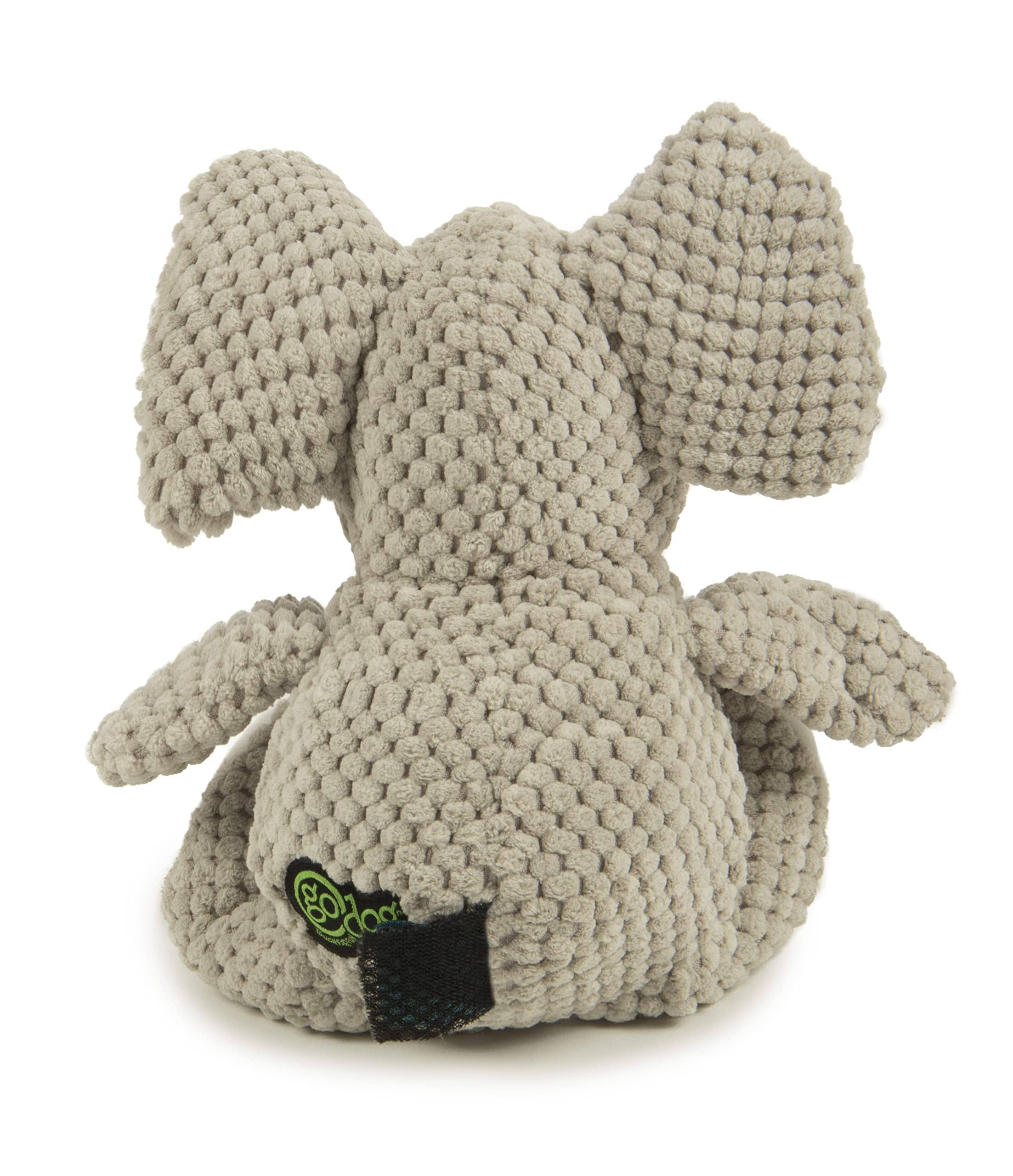 GoDog Checkers Elephant Squeak and Plush Dog Toy with Chew-Guard Tech - Gray - Large  