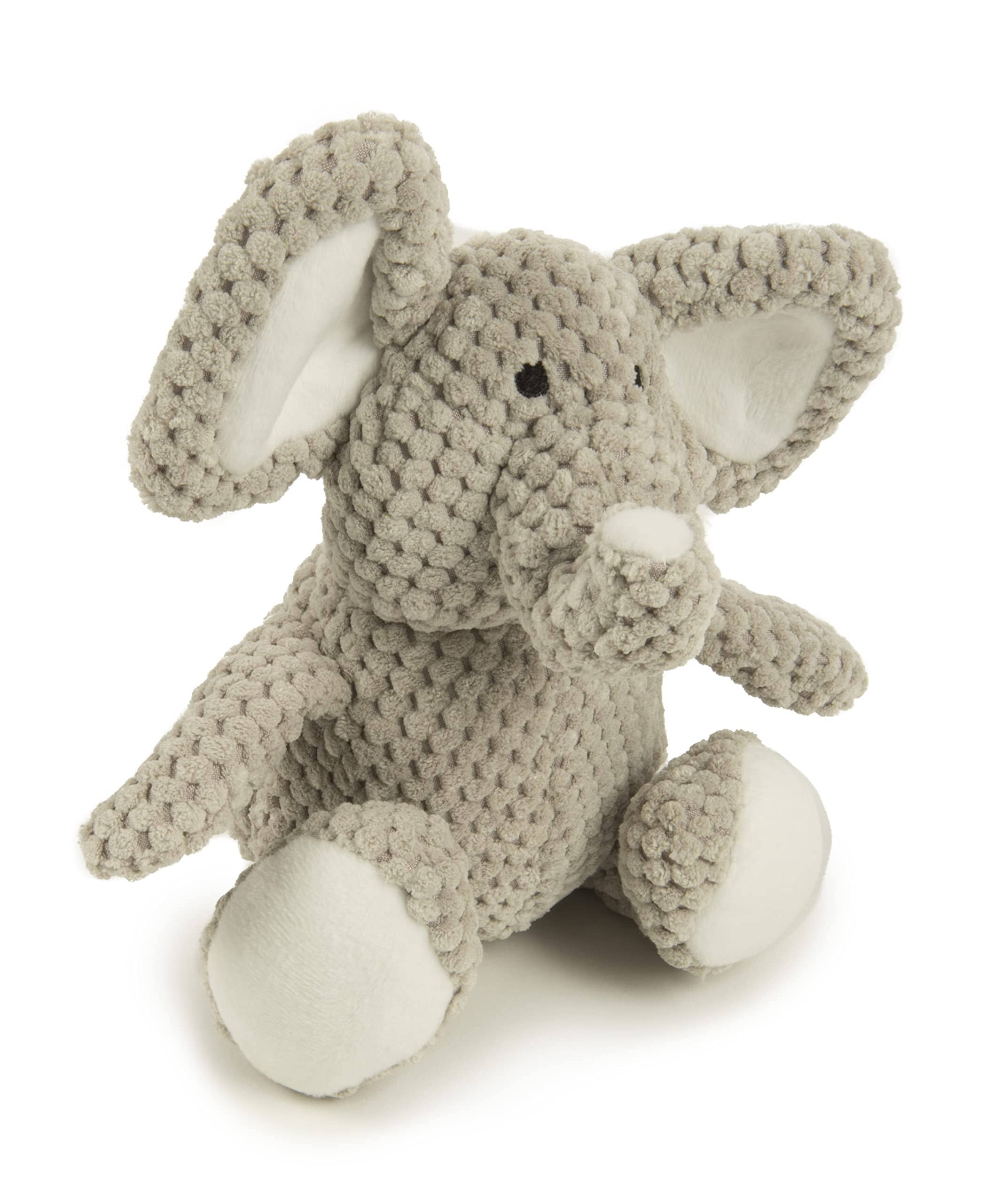 GoDog Checkers Elephant Squeak and Plush Dog Toy with Chew-Guard Tech - Gray - Large  