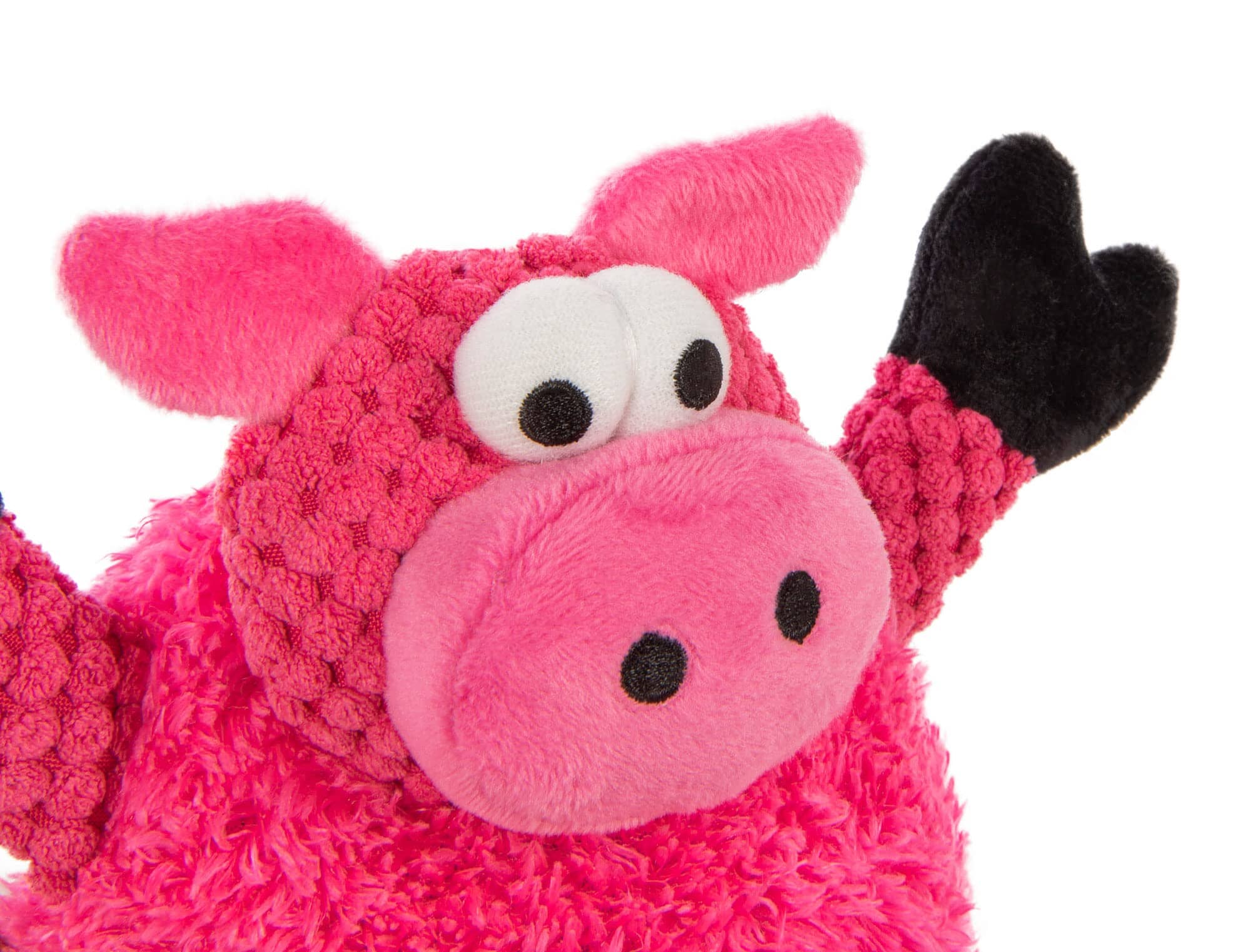 GoDog Checkers Flying Pig Squeak and Plush Dog Toy with Chew-Guard Tech - Pink - Mini  