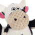 GoDog Checkers Sitting Cow Squeak and Plush Dog Toy with Chew-Guard Tech - Black/White - Mini  