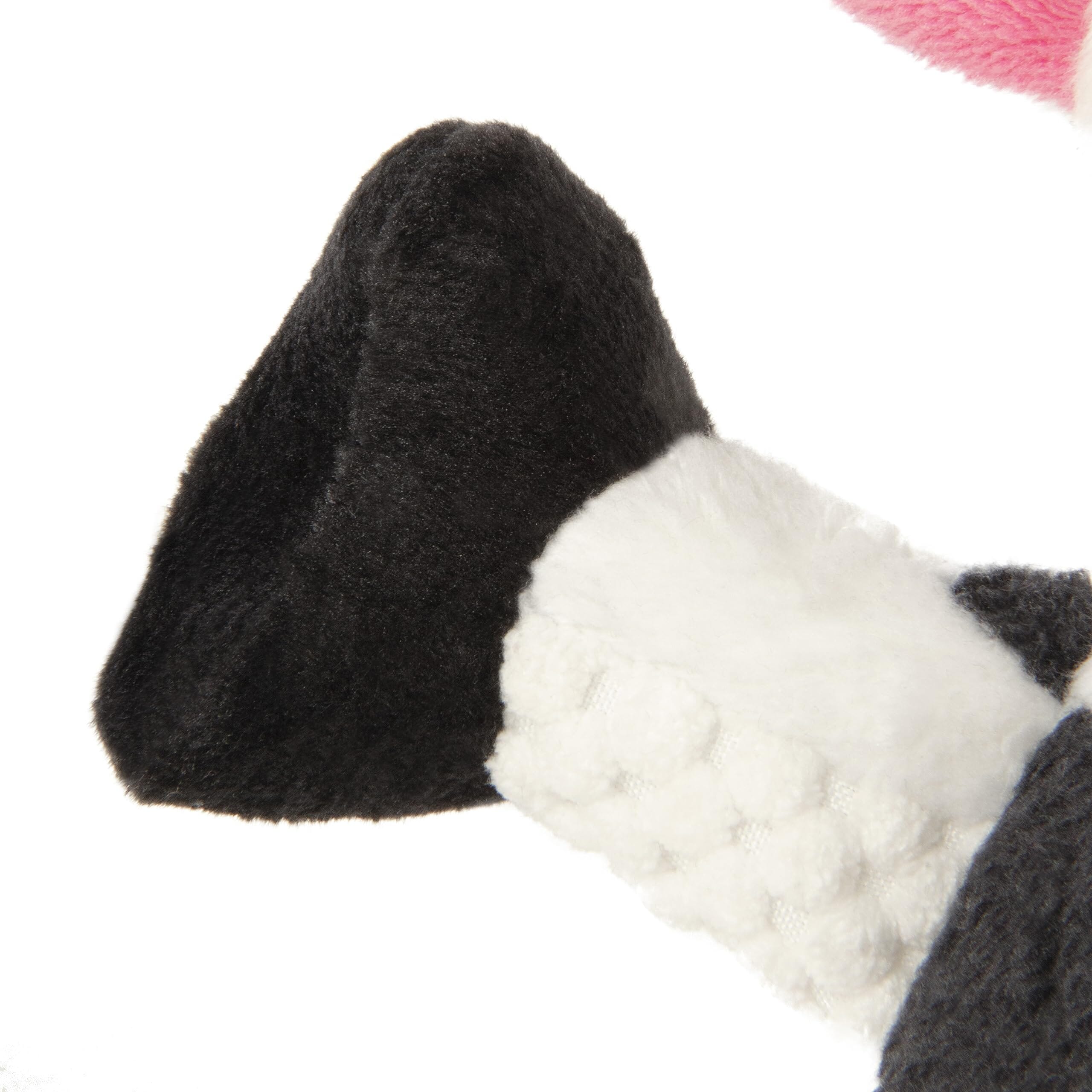 GoDog Checkers Sitting Cow Squeak and Plush Dog Toy with Chew-Guard Tech - Black/White - Small  