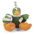 GoDog Checkers Sitting Duck Squeak and Plush Dog Toy with Chew-Guard Tech - Green - Small  