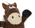 GoDog Checkers Sitting Horse Squeak and Plush Dog Toy with Chew-Guard Tech - Brown - Small  