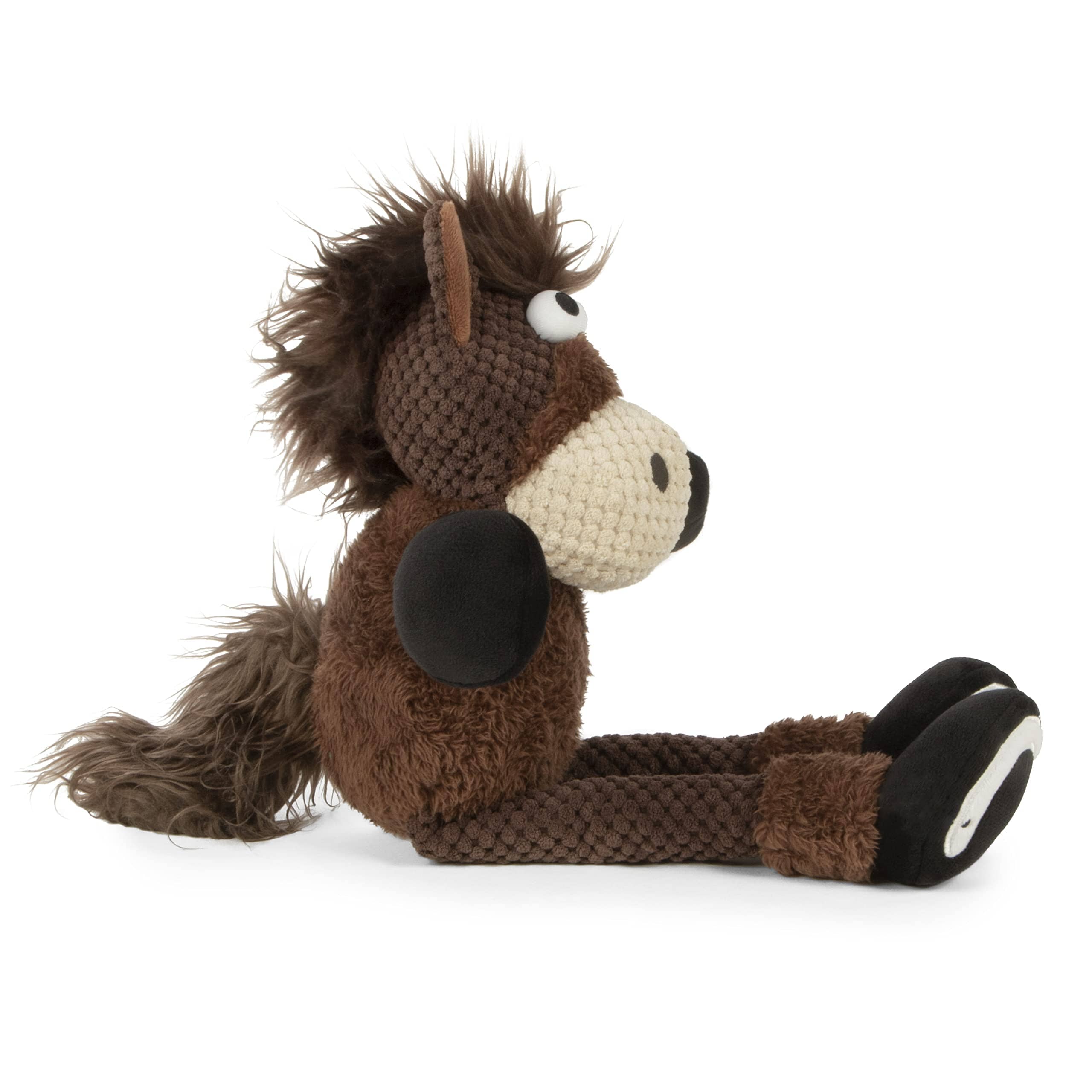 GoDog Checkers Skinny Horse Plush Dog Toy with Chew-Guard Tech - Brown - Mini  