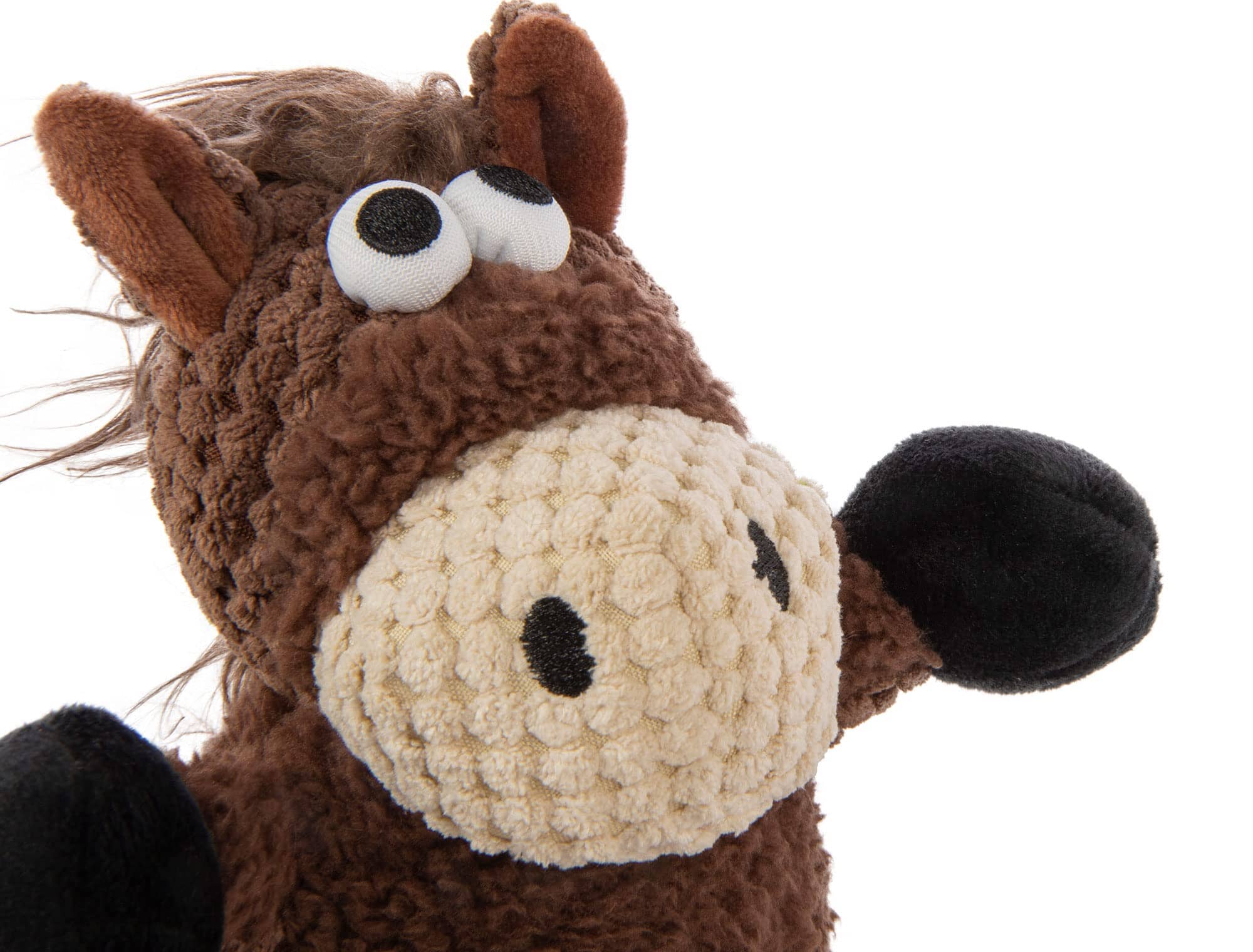 GoDog Checkers Skinny Horse Plush Dog Toy with Chew-Guard Tech - Brown - Small  