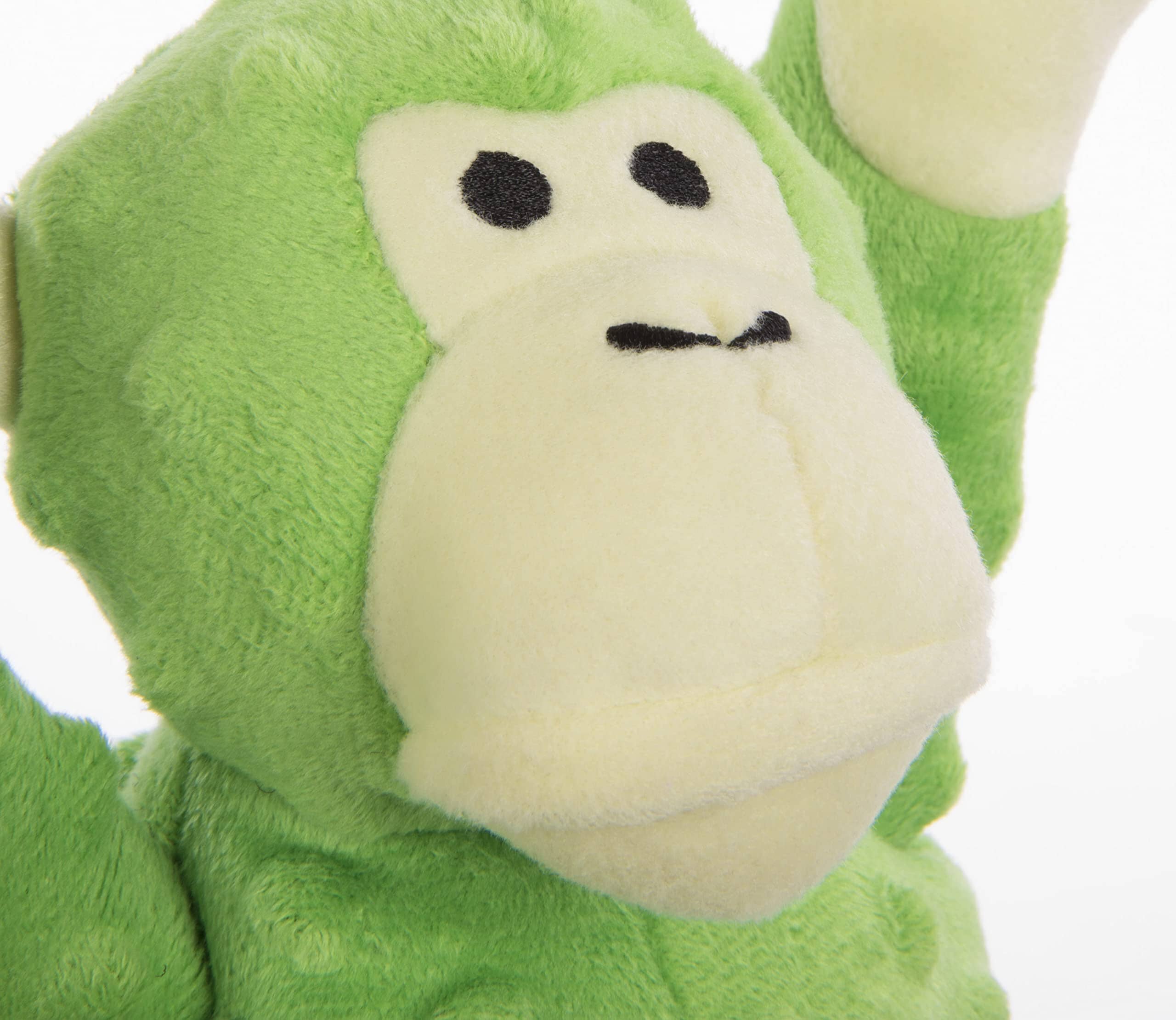 GoDog Crazy Tugs Monket Squeak and Plush Dog Toy with Chew-Guard Tech - Green - Large  