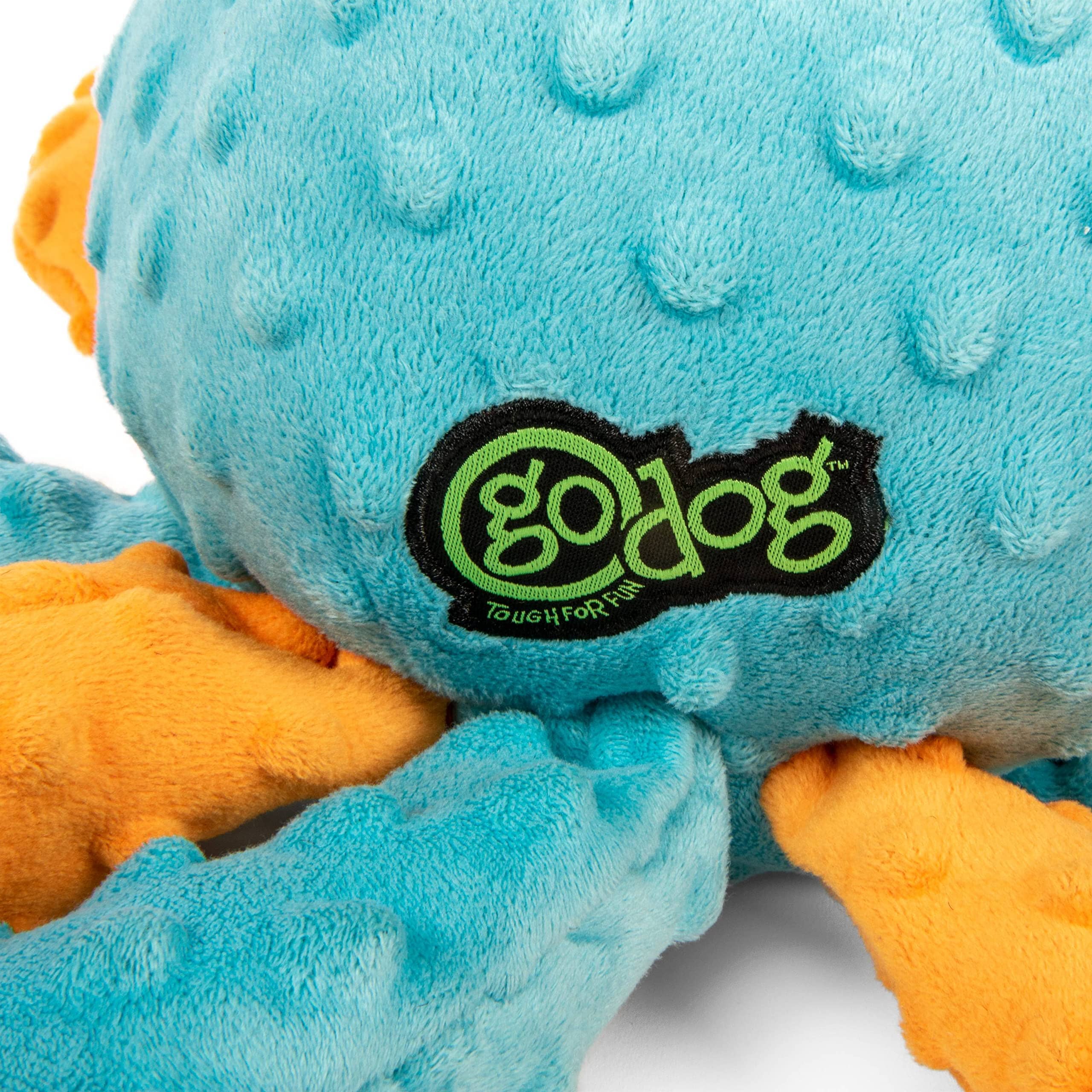 GoDog Crazy Tugs Octopus Squeak and Plush Dog Toy with Chew-Guard Tech - Large  