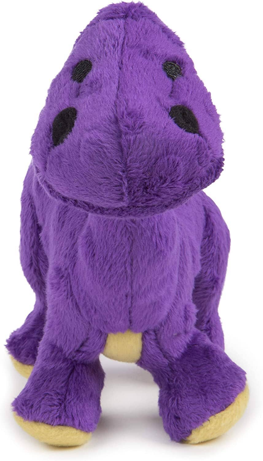 GoDog Dino Bruto Squeak and Plush Dog Toy with Chew-Guard Tech - Purple - Mini  