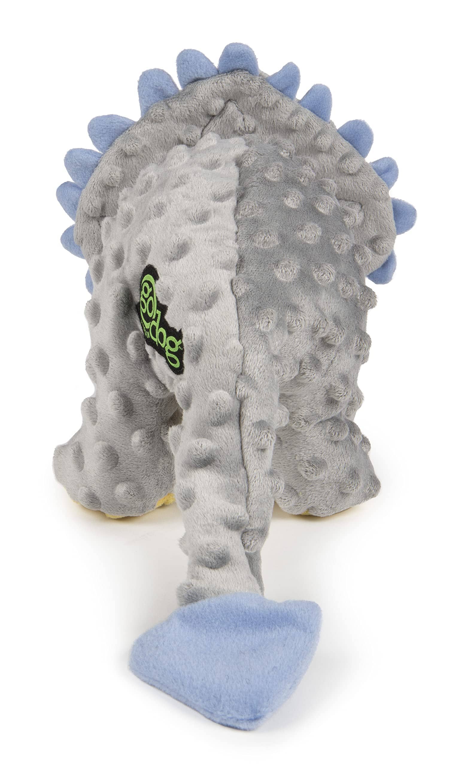 GoDog Dino Frillz Triceratops Squeak and Plush Dog Toy with Chew-Guard Tech - Gray - Large  