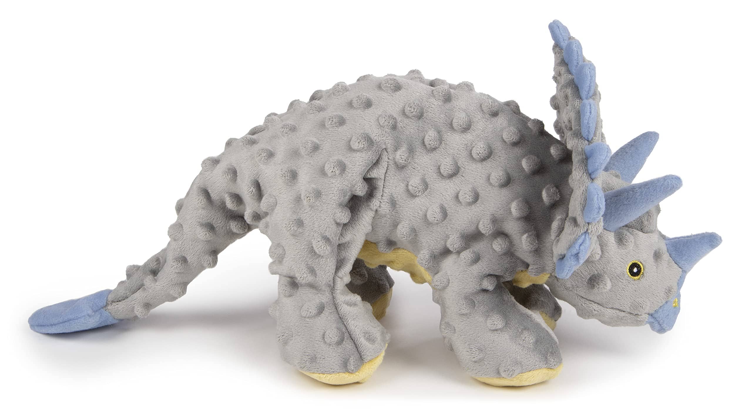 GoDog Dino Frillz Triceratops Squeak and Plush Dog Toy with Chew-Guard Tech - Gray - Large  