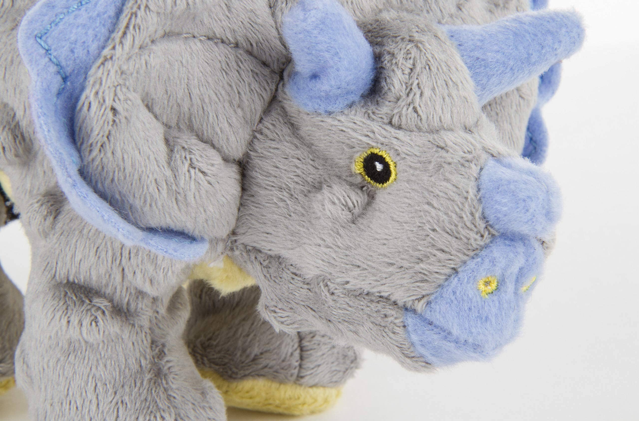 GoDog Dino Frillz Triceratops Squeak and Plush Dog Toy with Chew-Guard Tech - Gray - Mini  