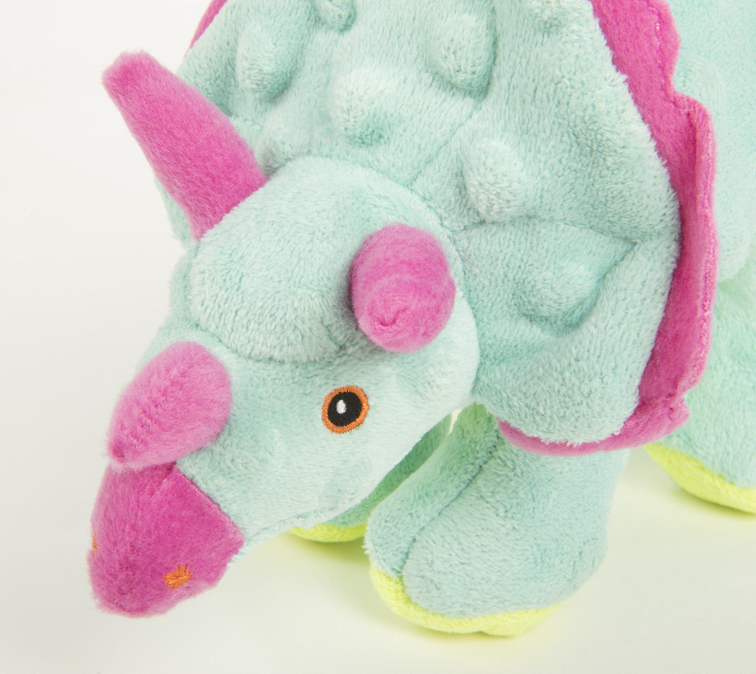 GoDog Dino Frillz Triceratops Squeak and Plush Dog Toy with Chew-Guard Tech - Teal - Small  