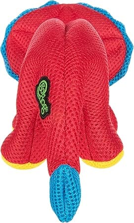 GoDog Double Chew Guard Mesh Dinos Frills Squeak and Chew Dog Toy - Red - Small